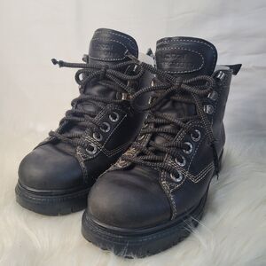 London Underground Y2K Leather Combat Boots Black Women's 8 M